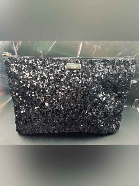 kate spade Handbags - Kate Spade black sequin clutch bag. EUC